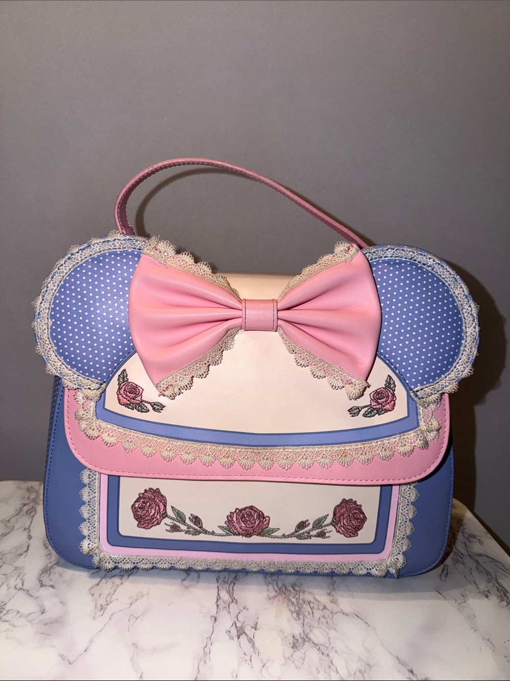 Loungefly Disney Minnie Mouse Floral and Lace Crossbody Bag